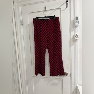 Maeve (Anthropologie) red + black patterned the Margot flare cropped pants